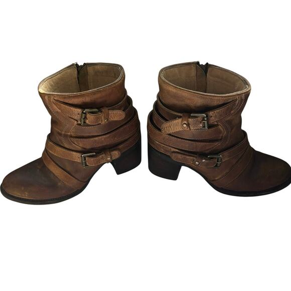 Freebird by Steven size 9 Estes Hero block heel boot brown strappy - Picture 1 of 8